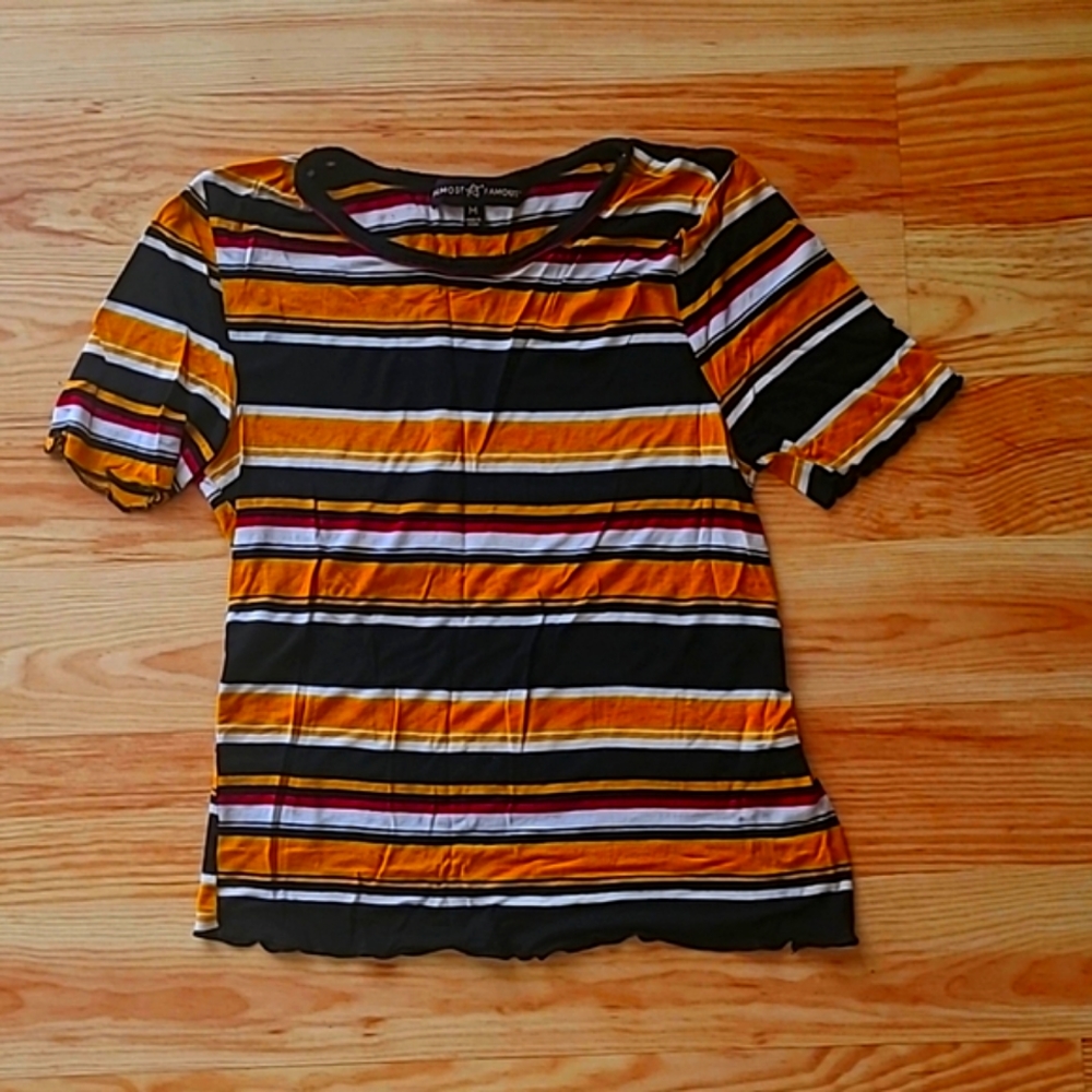 Almost Famous Striped Crop Tee